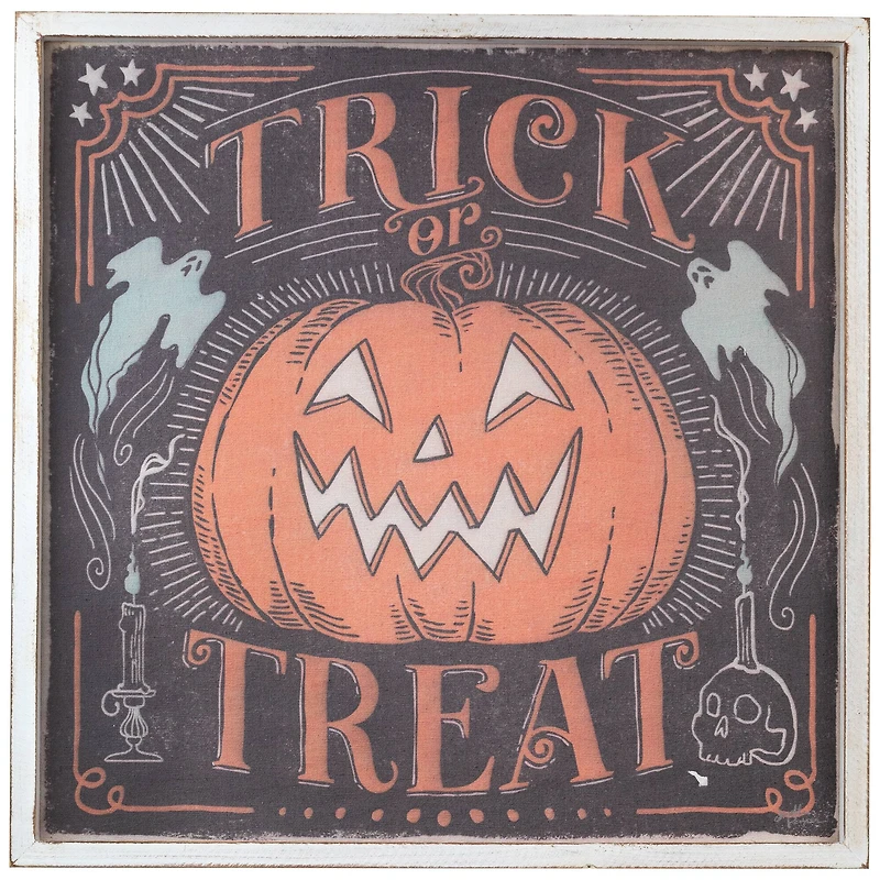 18.75" Trick or Treat Jack O Lantern Halloween Wall Sign