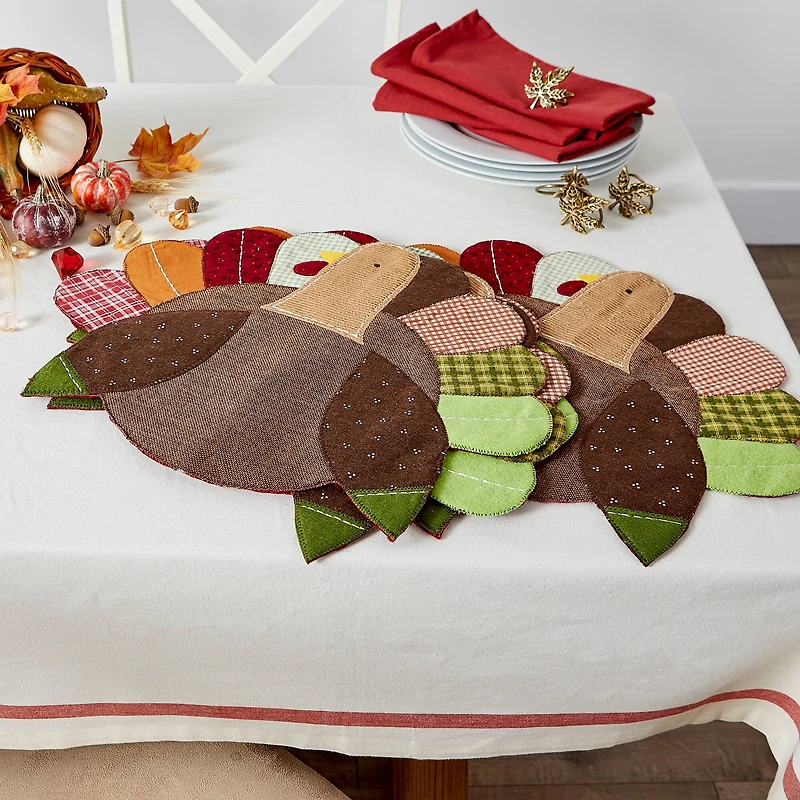 DII® Embroidered Turkey Placemat Set