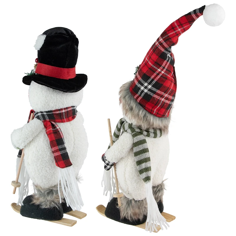 15" Winter Skiing Snowmen Christmas Table Top Decoration Set