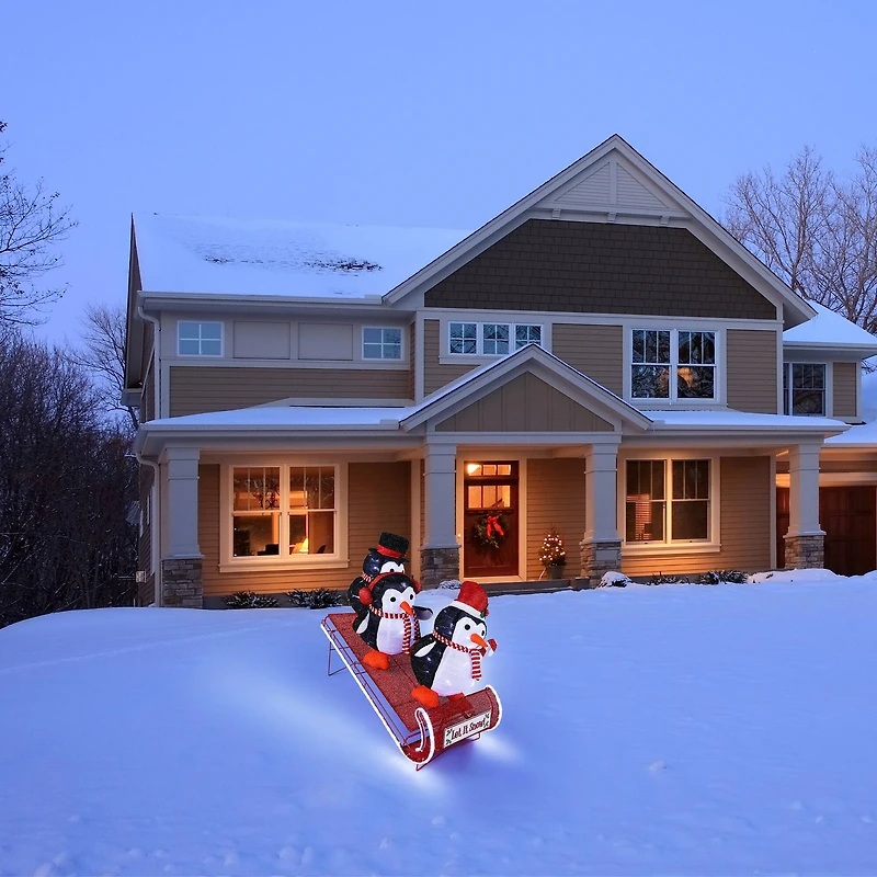 Mr. Christmas 36" Penguins Animated Outdoor Sledding Buddies