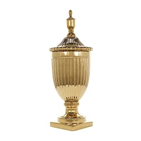 31.5" Gold Ceramic Decorative Jars with Grooves