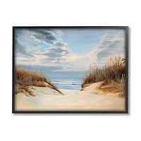 Stupell Industries Alluring Cloudy Beach Path Wooden Fence Tall Grass in Frame Wall Art