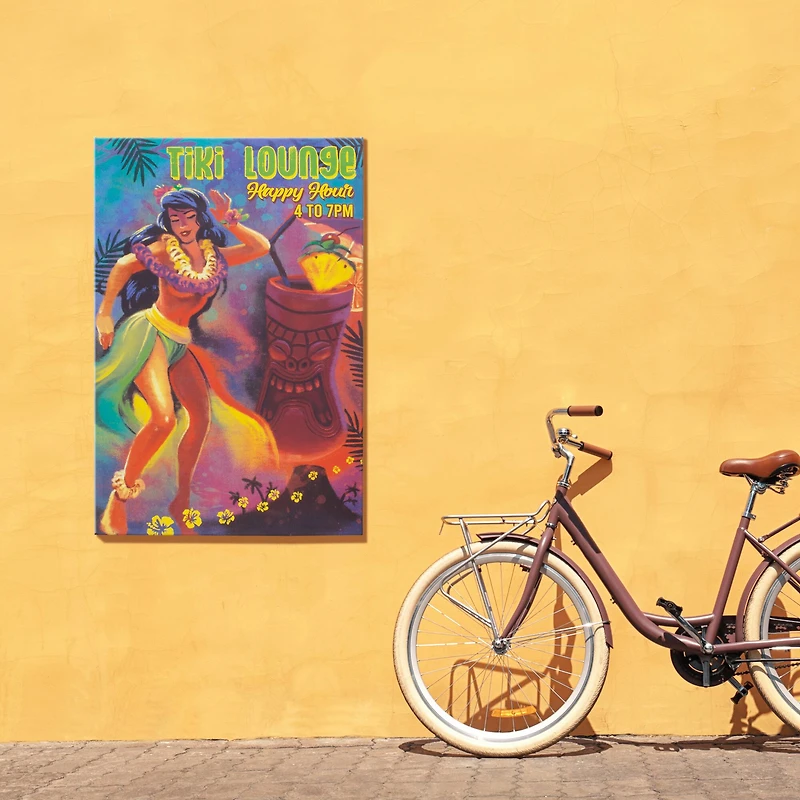Tiki Lounge Sign Outdoor Canvas Art Print - 24"x36"