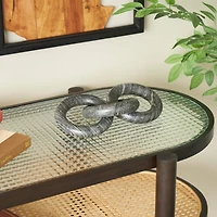 10" Black Marble Handmade Linked 3-Ring Chain Sculpture