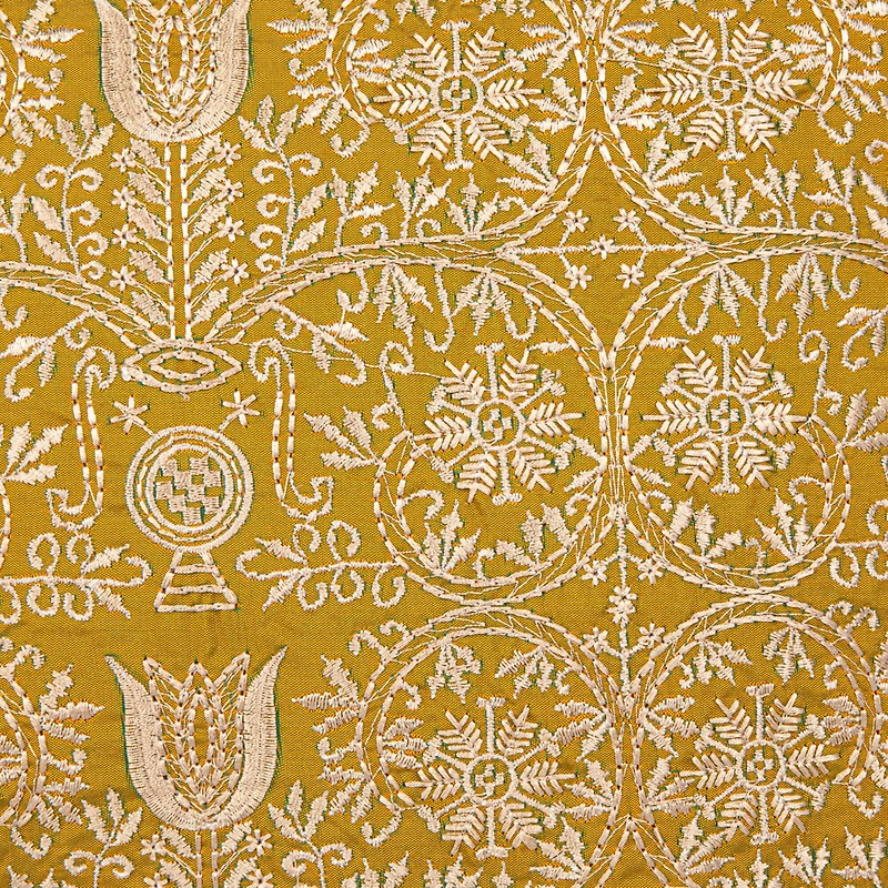 Hello Honey® 18" Chartreuse Pattern & Piping Cotton Velvet Pillow