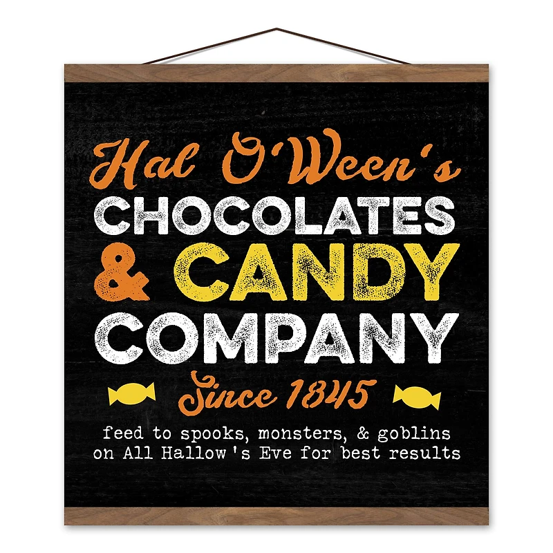 Halloween Candy Teak Hanging Canvas