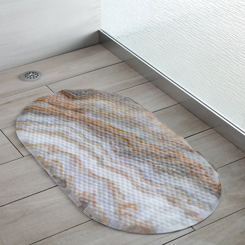 Elle Décor Agate Print Oval Bubble Bath Mat