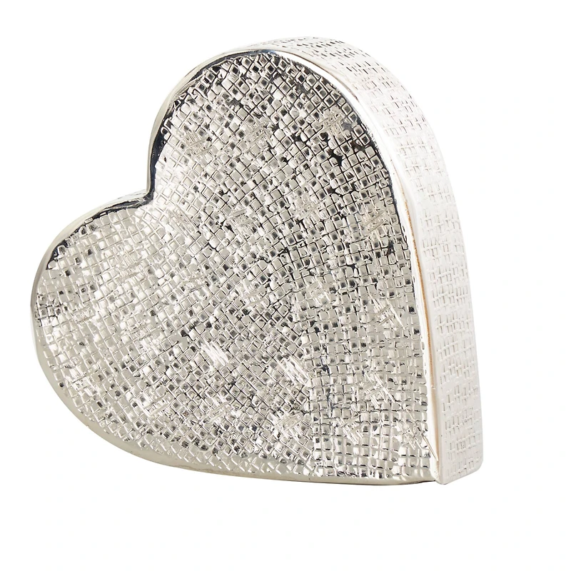 9" Silver Aluminum Heart Slanted Sculpture