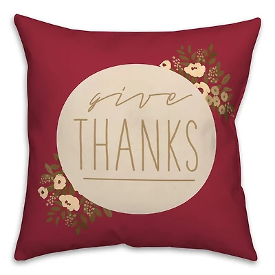 Give Thanks Floral Throw Pillow