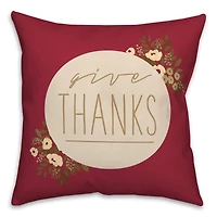 Give Thanks Floral Throw Pillow