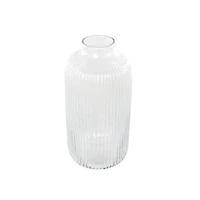 13" Clear Glass Ribbed Fluted Decorative Vase