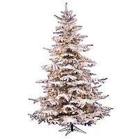 6.5ft. Pre-Lit Flocked Sierra Fir Artificial Christmas Tree, Clear Lights