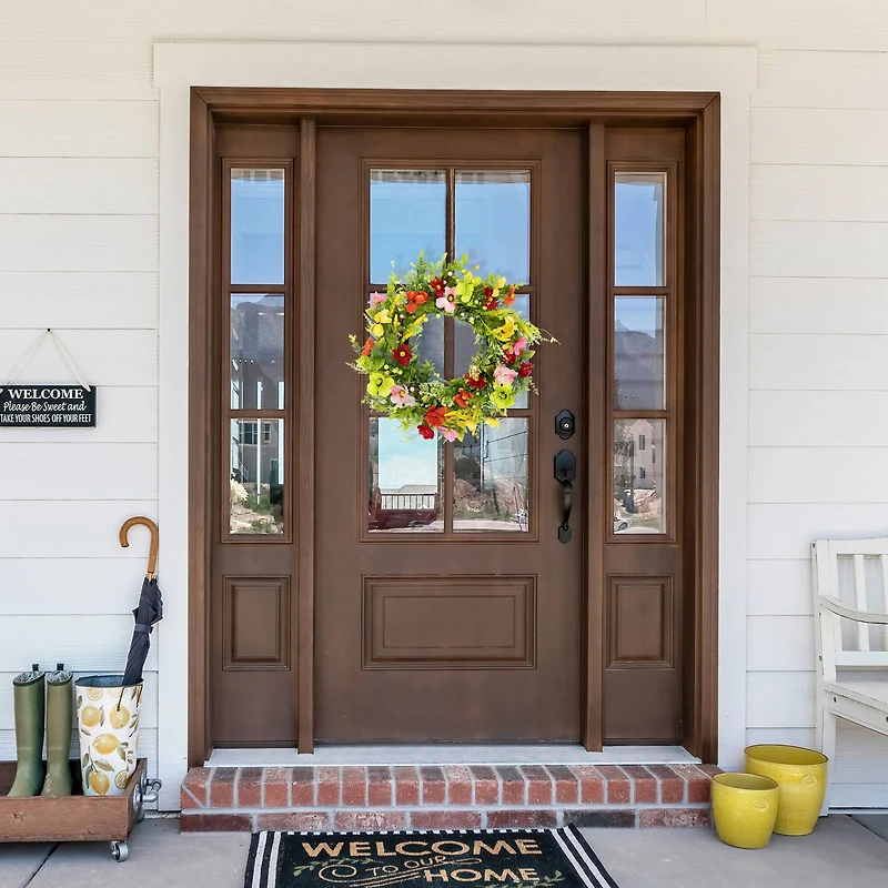 26" Poppy & Eucalyptus Spring Wreath