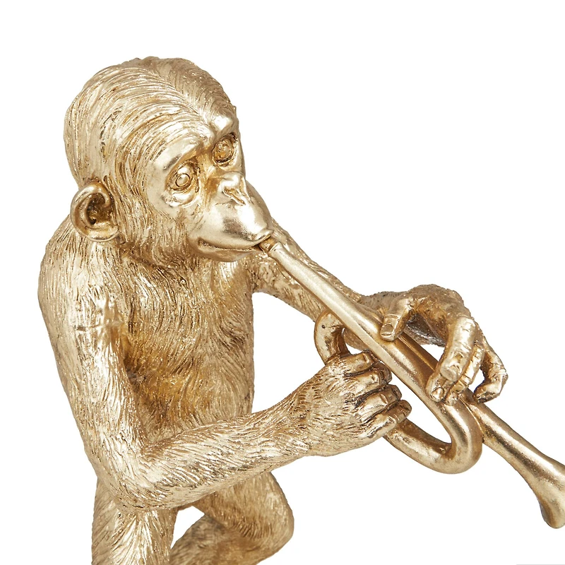 Set of 3 Gold Polystone Contemporary Sculptures, 12" x 9" x 5"