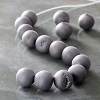 12 Pack:  Silver Druzy Agate Stone Beads, 10mm by Bead Landing™