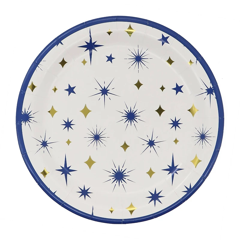 7" Blue & Gold Starburst Paper Plates, 12ct. by Ashland®