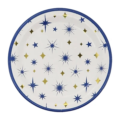 7" Blue & Gold Starburst Paper Plates, 12ct. by Ashland®