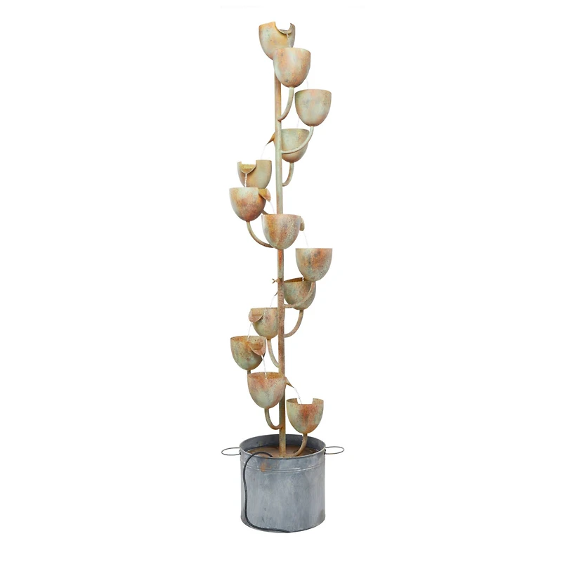 Copper Metal Rustic Fountain, 75" x 13" x 13"