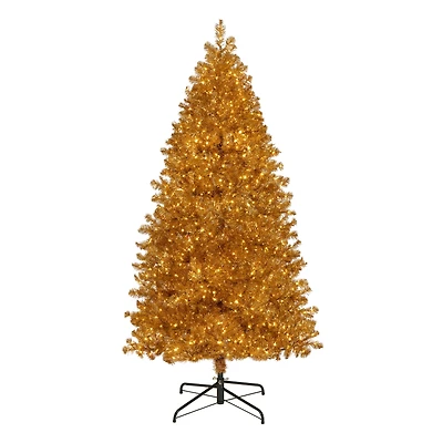 7.5ft. Pre-Lit True Gold Metallic Artificial Christmas Tree, Clear LED Infinity Lights®