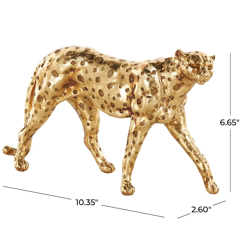 10" Gold Leopard Walking Sculpture with Textured Spots