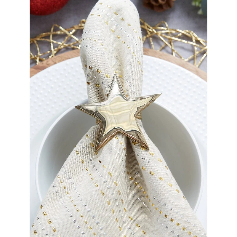 DII® Gold Star Napkin Rings, 6ct.