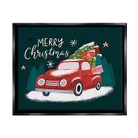 Stupell Industries Merry Christmas Gifts Truckload Framed Floater Canvas Wall Art
