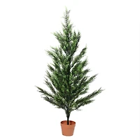 54" Two Tone Green Artificial Potted Cypress Tree