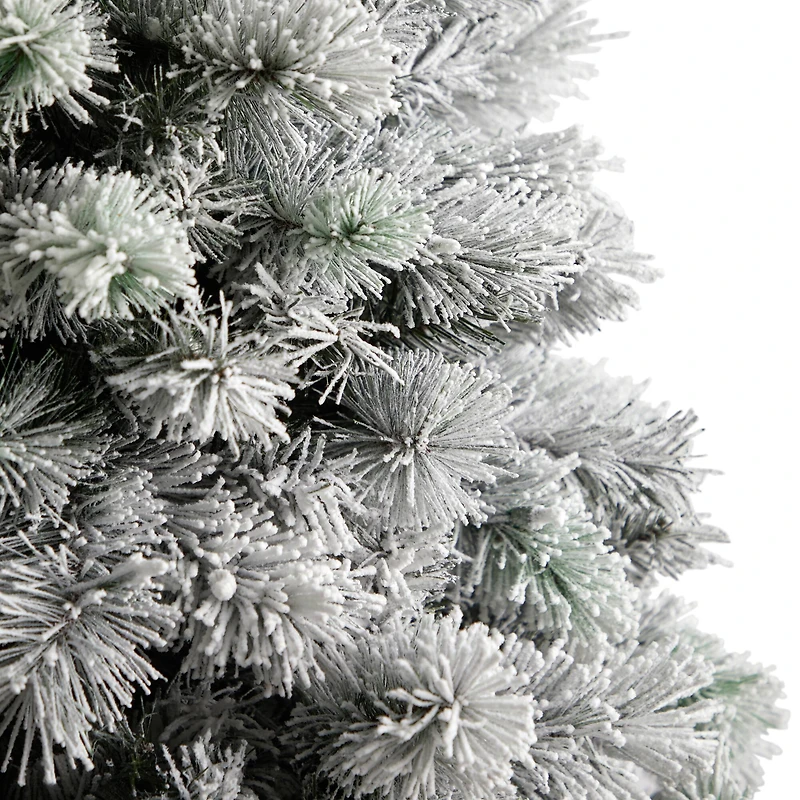 6ft. Pre-Lit Flocked Oregon Pine Artificial Christmas Tree, Clear Lights