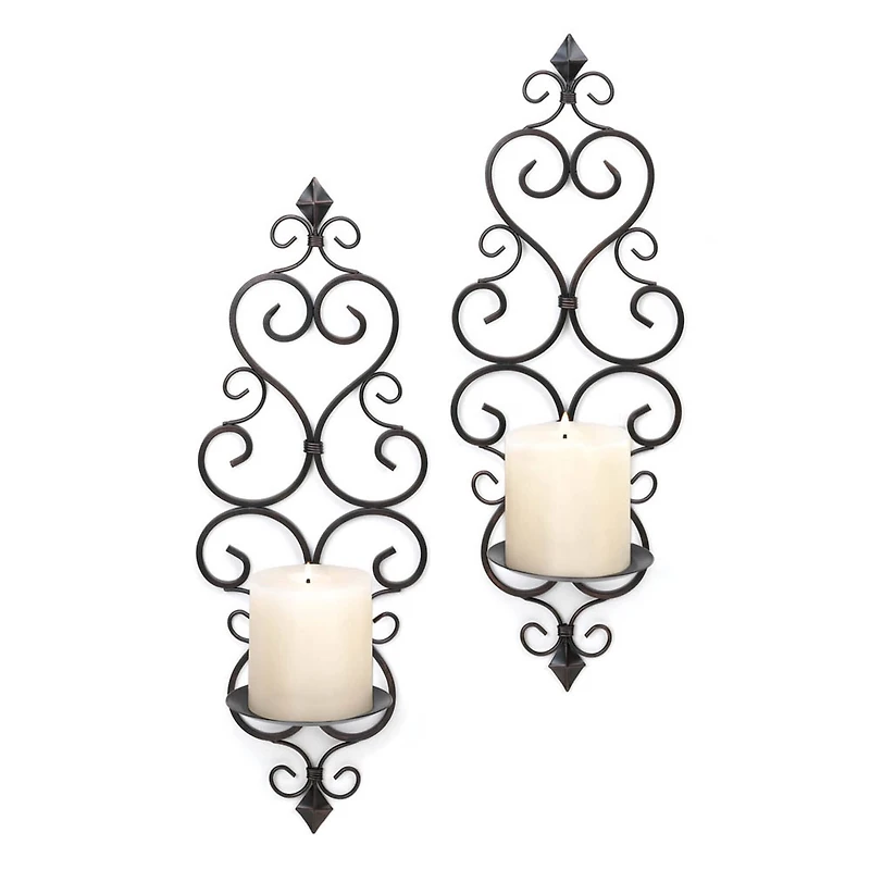 15.75" Fleur-De-Lis Candle Wall Sconce, 2ct.