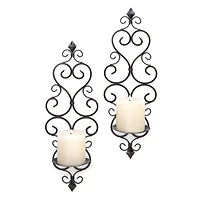 15.75" Fleur-De-Lis Candle Wall Sconce, 2ct.