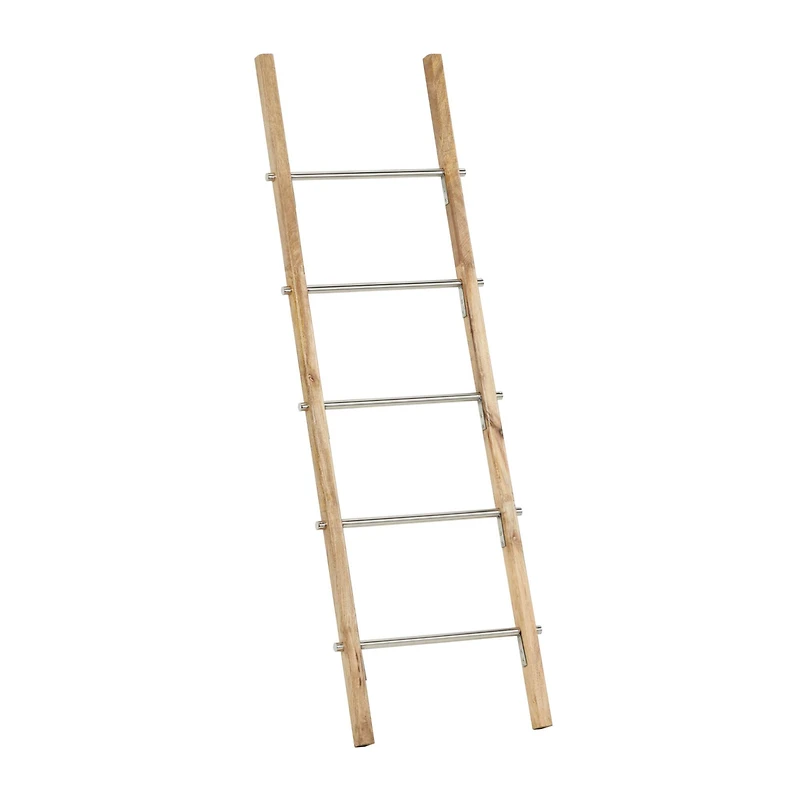 59" Brown Stainless Steel Contemporary Ladder