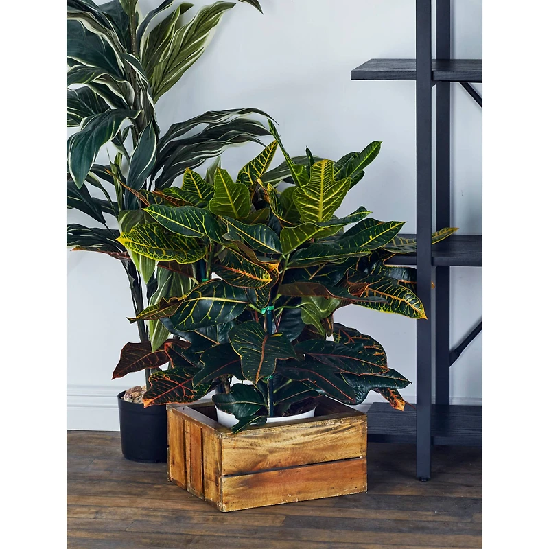 Set of 3 Brown Wood Farmhouse Storage Basket, 21", 16", 13"