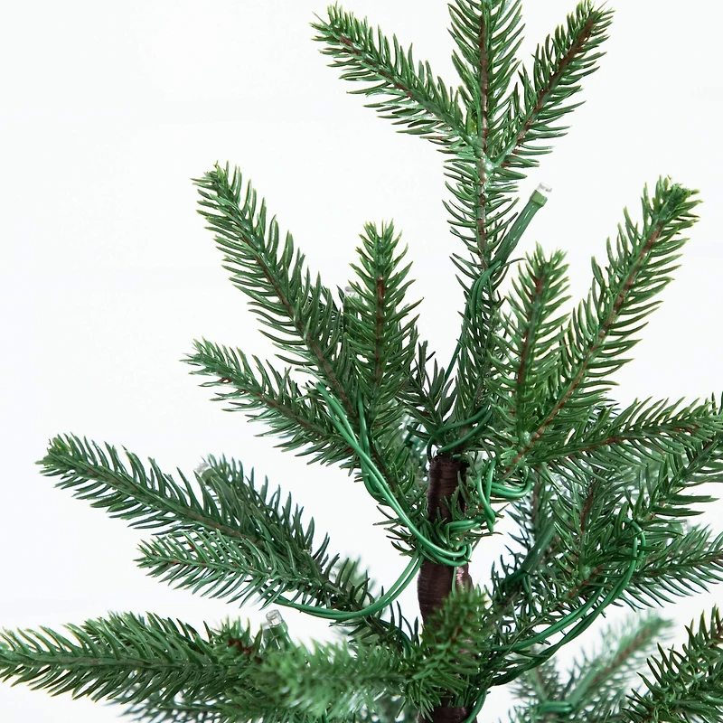 1.5ft. Pre-Lit Artificial Mini Christmas Tree in Basket with 20 Warm White LED Lights