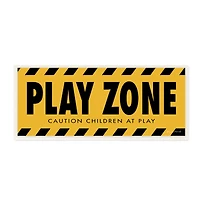 Stupell Industries Play Zone Caution Children Construction Sign Yellow Black, 7" x 17"