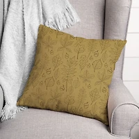 Mustard Yellow Leaf Pattern Throw Pillow
