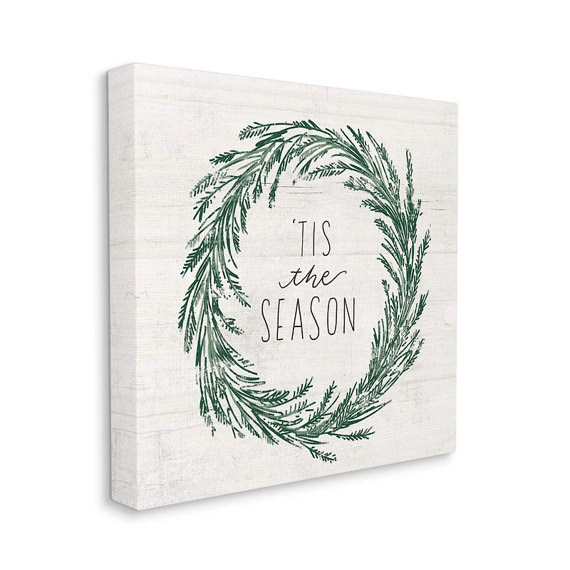 Stupell Industries Tis The Season Holiday Wreath Canvas Wall Art