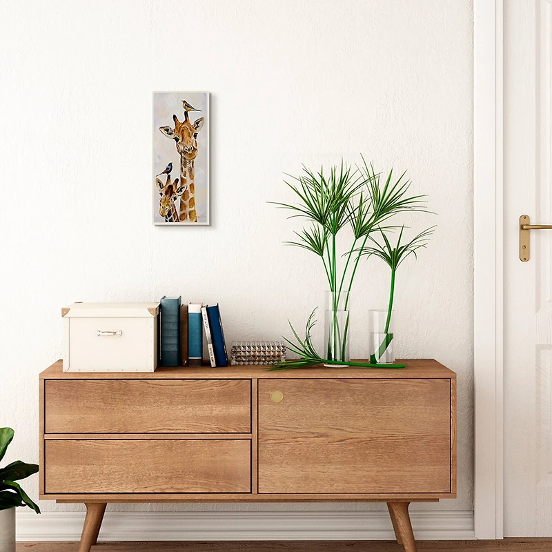 Stupell Industries Giraffe Jungle Animal Portrait Perched Birds, 7" x 17"