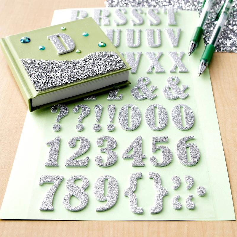 Silver Glitter Large Alphabet Stickers by Recollections™
