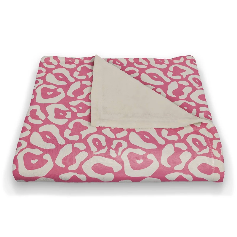 Pink & Cream Cheetah Fleece Throw Blanket