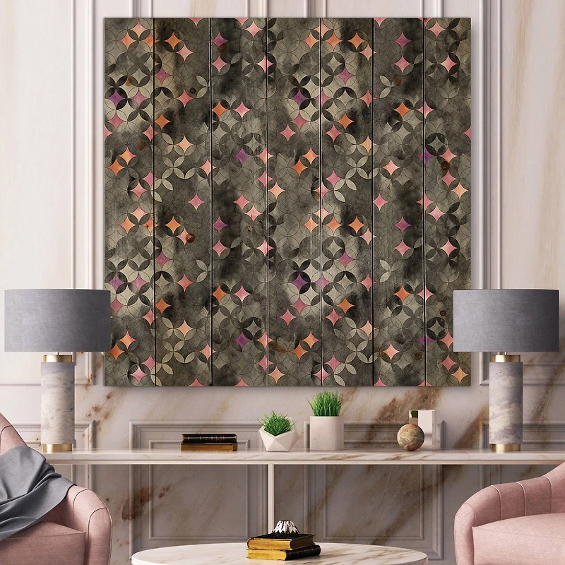 Designart - Geometry Intersecting Circles With Pink Stars