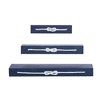 Blue Wood Contemporary Wall Shelf, 3" x 32" x 10"