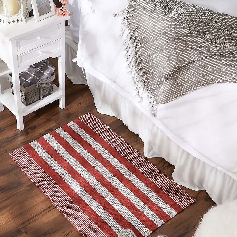 DII® Cabana Stripe Handwoven Recycled Yarn Rug