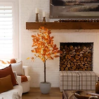 5ft. Pre-Lit Burnt Orange Autumn Maple Artificial Fall Tree with 240 Warm White LED Lights