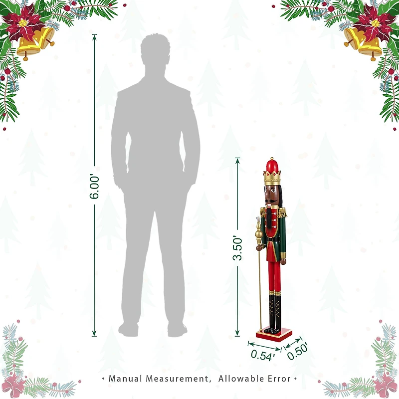 Glitzhome® 42"H Wooden Christmas African American King Nutcracker