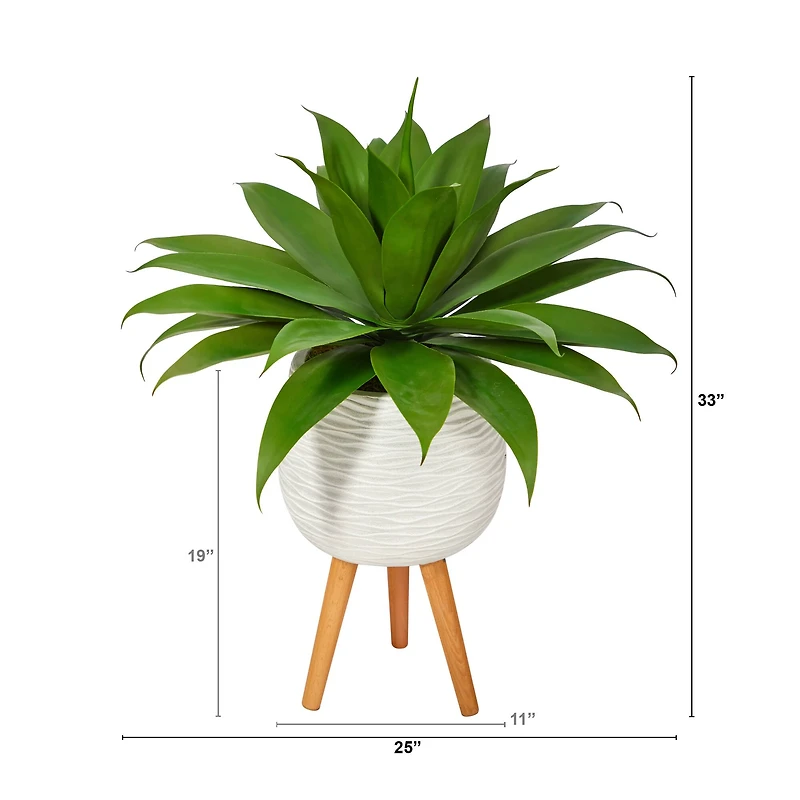 2.5ft. Agave Plant in White Planter with Stand