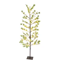 6ft. Pre-Lit Twig Artificial Christmas Tree, White LED Twinkle Lights