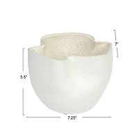 Hello Honey® 7.25" White Sand Finish Ruffled Stoneware Planter