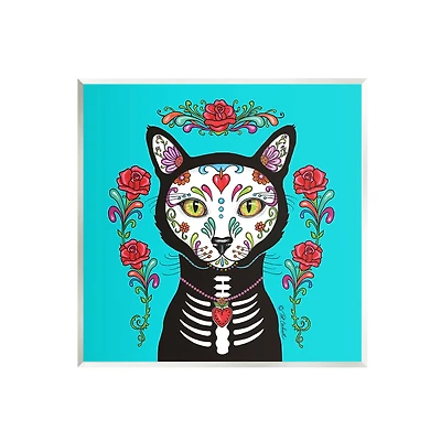 Stupell Industries Day of the Dead Cat Portrait Wall Plaque Art