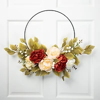 21" Autumn Harvest Artificial Floral Half Wreath with Fall Foliage
