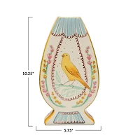 Hello Honey® 10.5" Ceramic Goblet Vase with Painted Bird Design